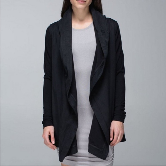lululemon athletica Jackets & Blazers - Lululemon Blissed Out Black Tencel Blend Wrap Jacket Womens Sz 6